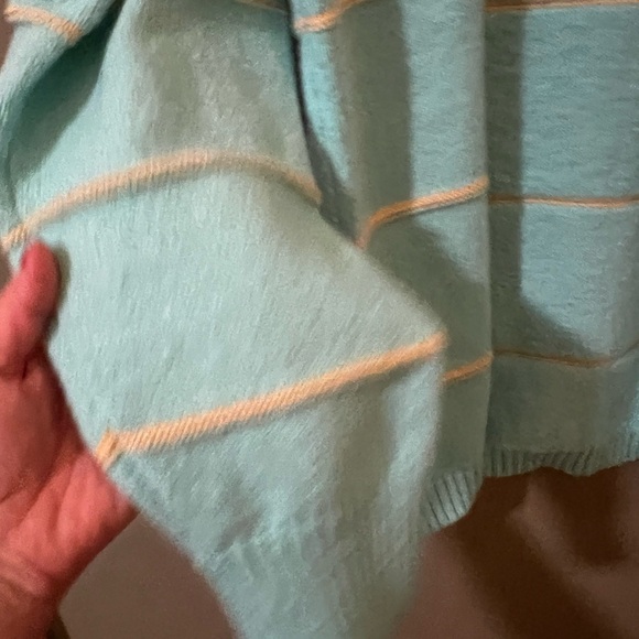 Made with Love by FCT Womens Knit Teal Cream Stripe Sweater Recycled Size M - Picture 3 of 5
